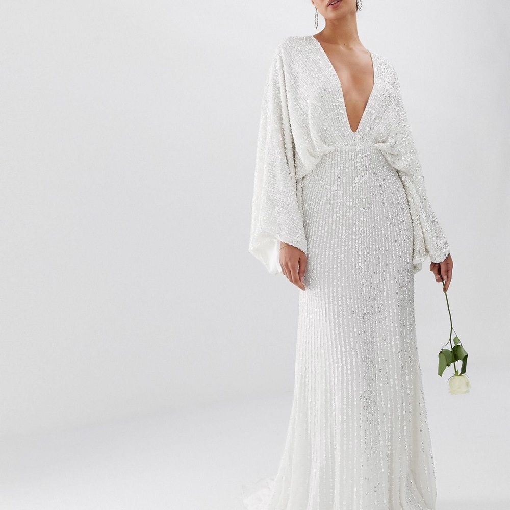 ASOS EDITION Ciara sequin kimono sleeve wedding, prom, gown, evening dress